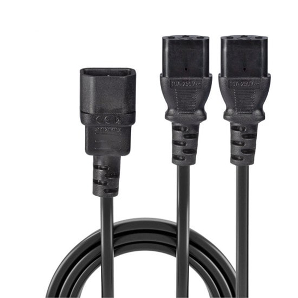 Lindy 1m IEC Splitter Cable IEC C14 to 2 x IEC C13
